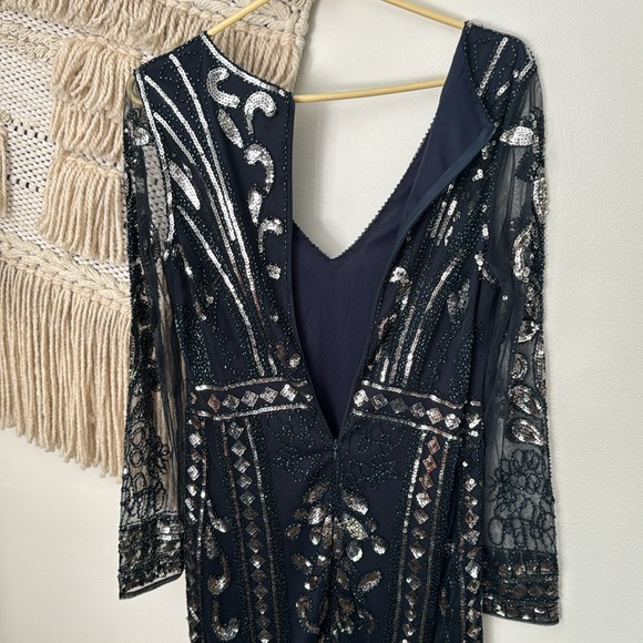 Minuet Navy Long-sleeve Embellished Dress - Picture 9 of 9